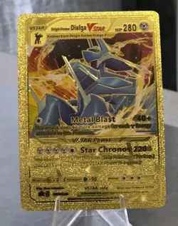 Pokemon Origin Forme Dialga VSTAR Gold Foil Fan Art Collector Card TCG - Image 1