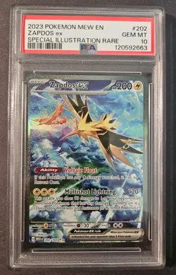 2023 POKEMON MEW EN-151 SPECIAL ILLUSTRATION RARE #202 ZAPDOS EX PSA 10 - Image 1