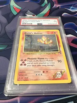 Pokemon 2000 Gym Heroes Blaine's Moltres 1/132 Holo Rare PSA 7 Unlimited Swirl - Image 2