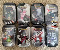 Pokemon TCG Black Bolt & White Flare Unova - Mini Tin Full Set x 8 Tins - Sealed - Image 1