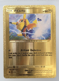Pokemon Pikachu 90hp Gold Foil Fan Art Collector Card TCG - Image 1