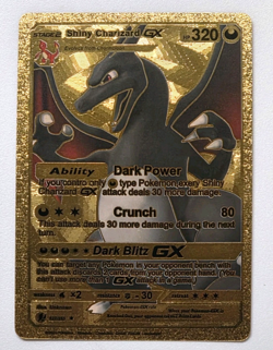 Pokemon Shiny Charizard GX 320hp Gold Foil Fan Art Collector Card TCG - Image 1