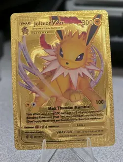 Pokemon Jolteon VMAX 300hp Gold Foil Fan Art Collector Card TCG Dynamax - Image 1