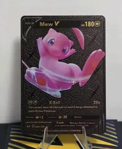 Pokemon Mew V 180hp Black Vinyl Gold Foil Fan Art Collector Card TCG - Image 1