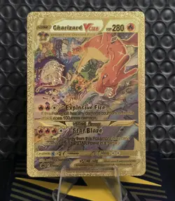 Pokemon Charizard VSTAR 280hp Gold Foil Fan Art Collector Card TCG - Image 1