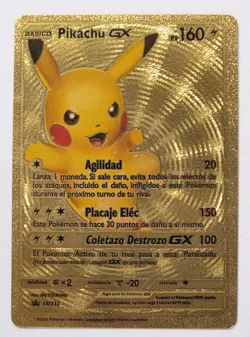 Pokemon Pikachu GX 165hp Gold Foil Fan Art Collector Card TCG - Image 1