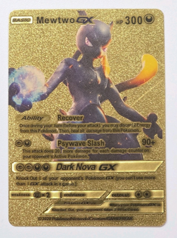 Pokemon Mewtwo GX 300hp Gold Foil Fan Art Collector Card TCG - Image 1