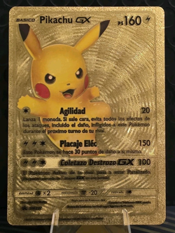 Pokemon Pikachu GX 160hp Gold Foil Fan Art Collector Card TCG - Image 1