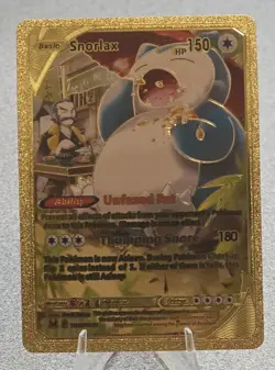 Pokemon Snorlax 150hp Gold Foil Fan Art Collector Card TCG - Image 1