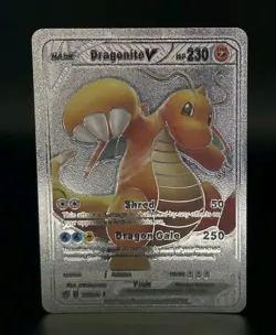 Pokemon Dragonite V 230hp Silver Foil Fan Art Collector Card TCG - Image 1