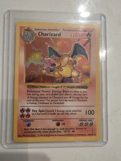Pokemon Charizard Base Set (Shadowless) Holo Rare Card 004/102 - Image 1