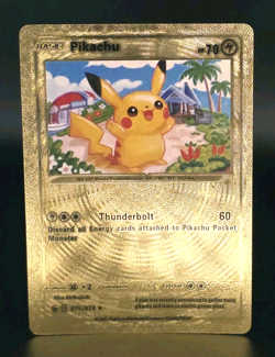 Pokemon Pikachu 70hp Gold Foil Fan Art Collector Card TCG - Image 1