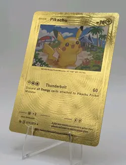 Pokemon Pikachu 70hp Gold Foil Fan Art Collector Card TCG - Image 3