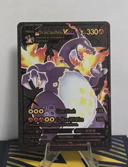 Pokemon Dracaufeu VMAX Black Vinyl Gold Foil Fan Art Collector Card Charizard - Image 1