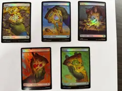 Full Art Teenage Mutant Ninja Turtles Pizza Basic Lands Foil MTG Set of 5 - Image 1