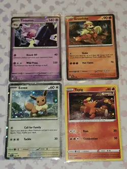 (4)🌀Pokemon Galaxy Swirl Lot. NM. Eevee. Growlithe. Tepig. Holo Bleed. TCG - Image 1
