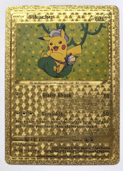 Pokemon Pikachu 80hp GOLD Foil Fan Art Collector Card - Image 1