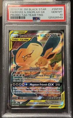 Pokemon Eevee & Snorlax GX SM169 Promo Tag Team PSA 10 - Image 1