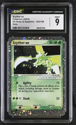 CGC 9 MINT Scyther ex 2003 EX Ruby & Sapphire 102/109 Holo SWIRL Pokemon Card - Image 1