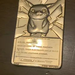 1999 Nintendo Pokemon Pikachu Gold Burger King Card - Image 5