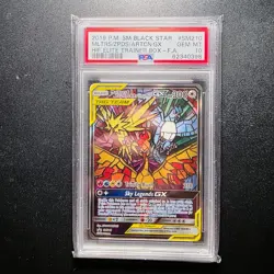 2019 POKEMON SM BLACK STAR PROMO FULL ART/MOLTRES & ZAPDOS & ARTICUNO GX PSA 10 - Image 1