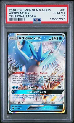 2018 POKEMON SUN & MOON CELESTIAL STORM #31 ARTICUNO GX PSA 10 - Image 1