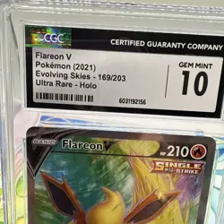Flareon V Ultra Rare CGC 10 GEM Pokemon (2021) Evolving Skies #169/203 - Image 2