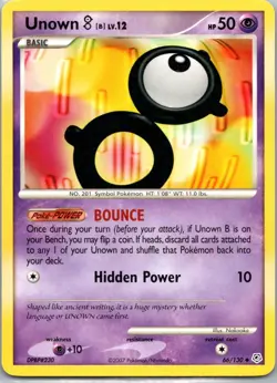 Pokemon TCG Unown B 66/130 Diamond Pearl LP - Image 1