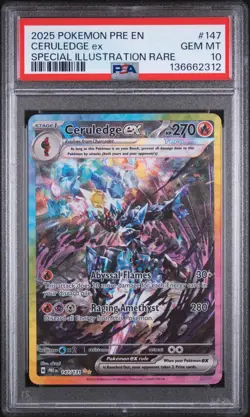 2025 POKEMON PRE EN-PRISMATIC EVOLUTIONS #147 CERULEDGE EX PSA 10 - Image 1