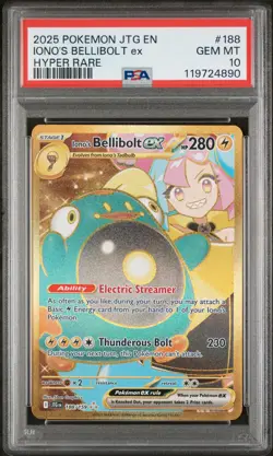 2025 POKEMON JTG EN-JOURNEY TOGETHER HYPER RARE #188 IONO'S BELLIBOLT EX PSA 10 - Image 1