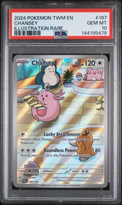 2024 POKEMON TWM EN-TWILIGHT MASQUERADE ILLUSTRATION RARE #187 CHANSEY PSA 10 - Image 1