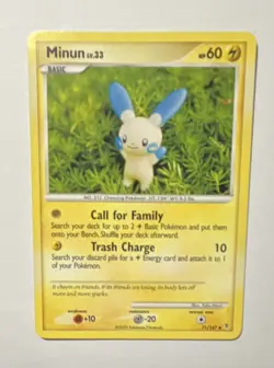 Pokemon Minun Regular Card 71/147 Basic 60 HP 10 Attack 2009 - Image 1
