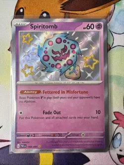 Spiritomb 158/091 Paldean Fates Baby Shiny Holo Rare Pokemon Card TCG. - Image 1