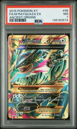 2015 POKEMON XY ANCIENT ORIGINS #98 FULL ART/M RAYQUAZA EX PSA 7 - Image 1