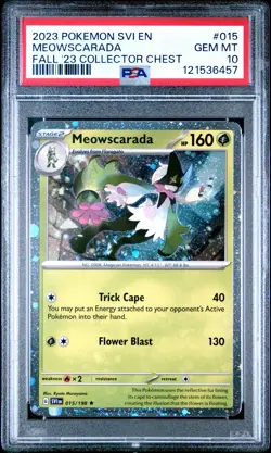 2023 POKEMON SCARLET & VIOLET #015 MEOWSCARADA COLLECTOR CHEST PSA 10 POP 13 - Image 1