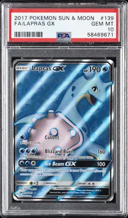 2017 POKEMON SUN & MOON #139 FULL ART/LAPRAS GX PSA 10 - Image 1