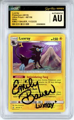CGC Authentic Signed Emily Bauer Pokemon TCG Luxray 48/156 Sm-Ultra Prism Holo - Image 1