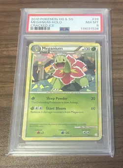 2010 Pokemon PSA 8 Meganium Cracked Ice Holo #26 - Image 1