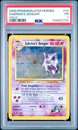 2x PSA 1 PR 2000 Pokemon Gym Heroes Sabrina's Gengar 14/132 Holo Foil WOTC - Image 1
