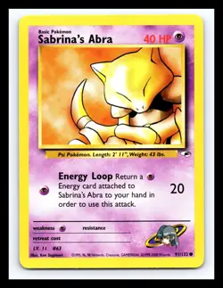 💥 Sabrina's Abra # 91/132 Gym Heroes Pokemon Vintage Card 2000 - Image 1