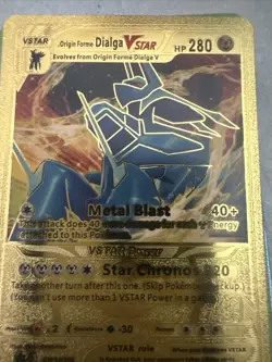 Dialga VStar Pokemon Gold Foil 🔥Fan Art 🔥Card 280Hp NM - Image 1