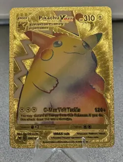 Pokemon Pikachu VMAX Rainbow 310hp Gold Foil Fan Art Collector Card TCG - Image 1