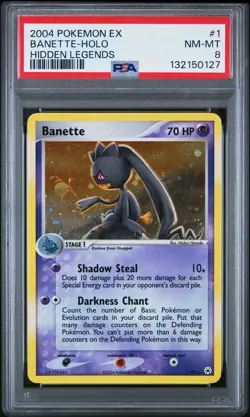 2004 POKEMON EX HIDDEN LEGENDS #1 BANETTE-HOLO PSA 8 - Image 1