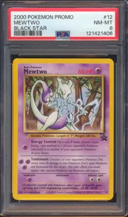 2000 POKEMON PROMO MEWTWO #12 BLACK STAR PSA 8! - Image 1