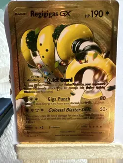 Pokemon Regigigas GX NM Gold Foil Fan Art - Image 1