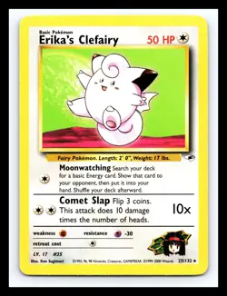 💥 Erika's Clefairy # 25/132 Gym Heroes Pokemon Vintage Card 2000 - Image 1