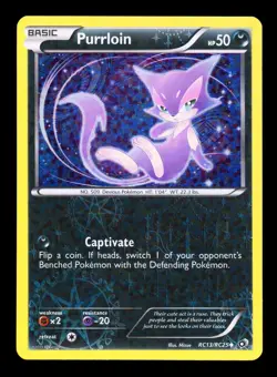 2013 Pokemon Black & White Legendary Treasures Purrloin RC13 LP - Image 1