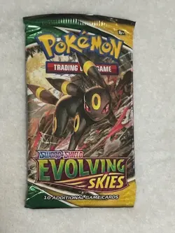 1 Pokemon Sword & Shield Evolving Skies Booster Pack of 10 Umbreon Art SEALED - Image 1
