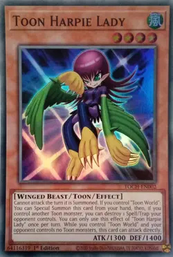 TOCH-EN002 TOON HARPIE LADY SUPER RARE 1ST EDITION YuGiOh CARD - Image 1