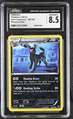 CGC 8.5 Umbreon 2012 Dark Explorers 60/108 Reverse Holo Pokemon Card - Image 1